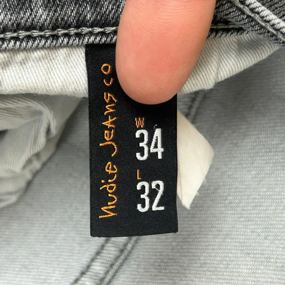 Nudie Jeans Thin Finn Pale Lead Organic Cotton Men's Size 34x32 (Measures 34x31)